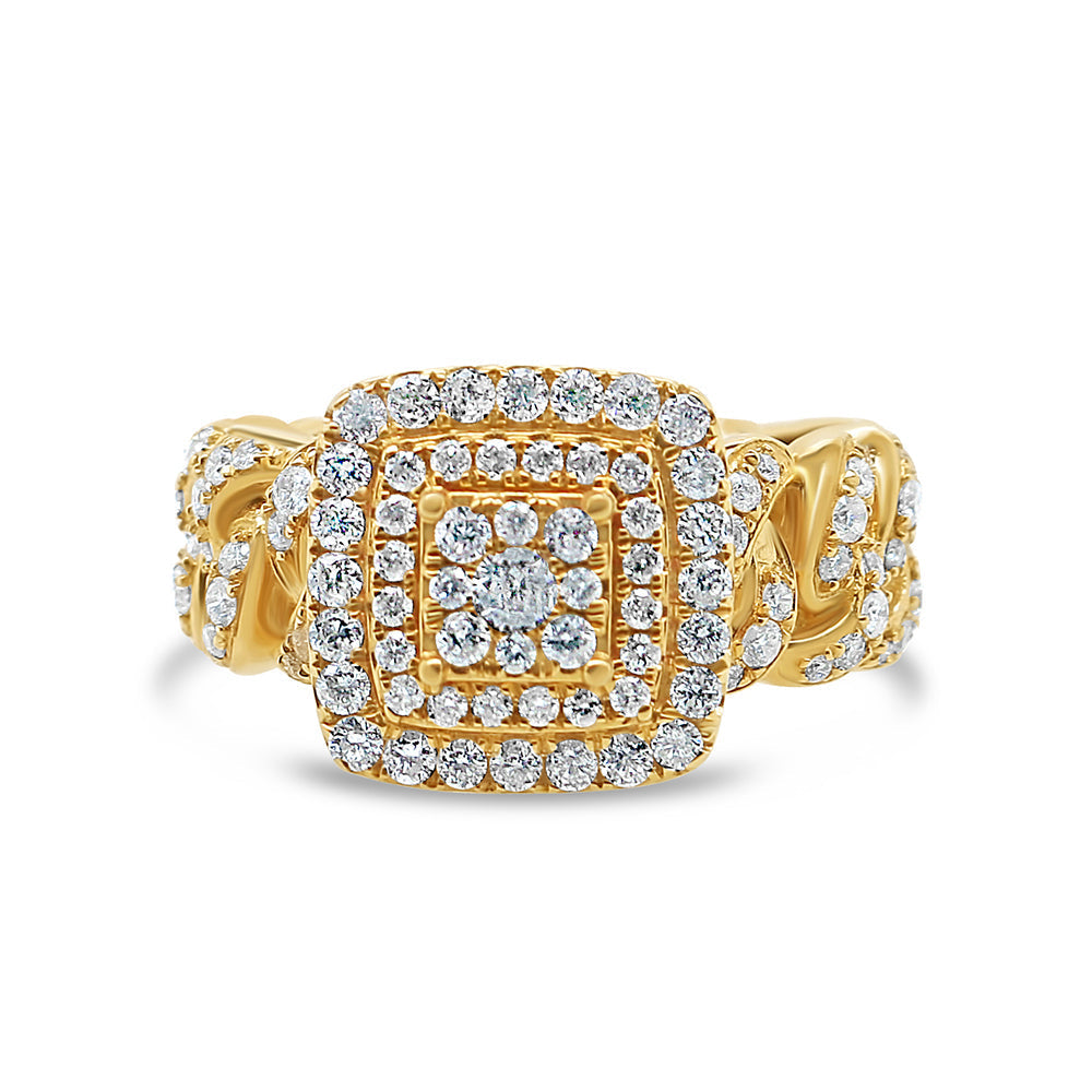Mens Gold Diamond Risen Square Pinky Ring | 14K Yellow Gold | 1.94CTW