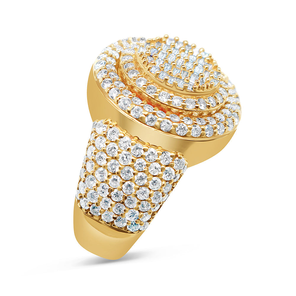 Mens Gold Diamond Round Pinky Ring | 10K Yellow Gold | 3.50CTW