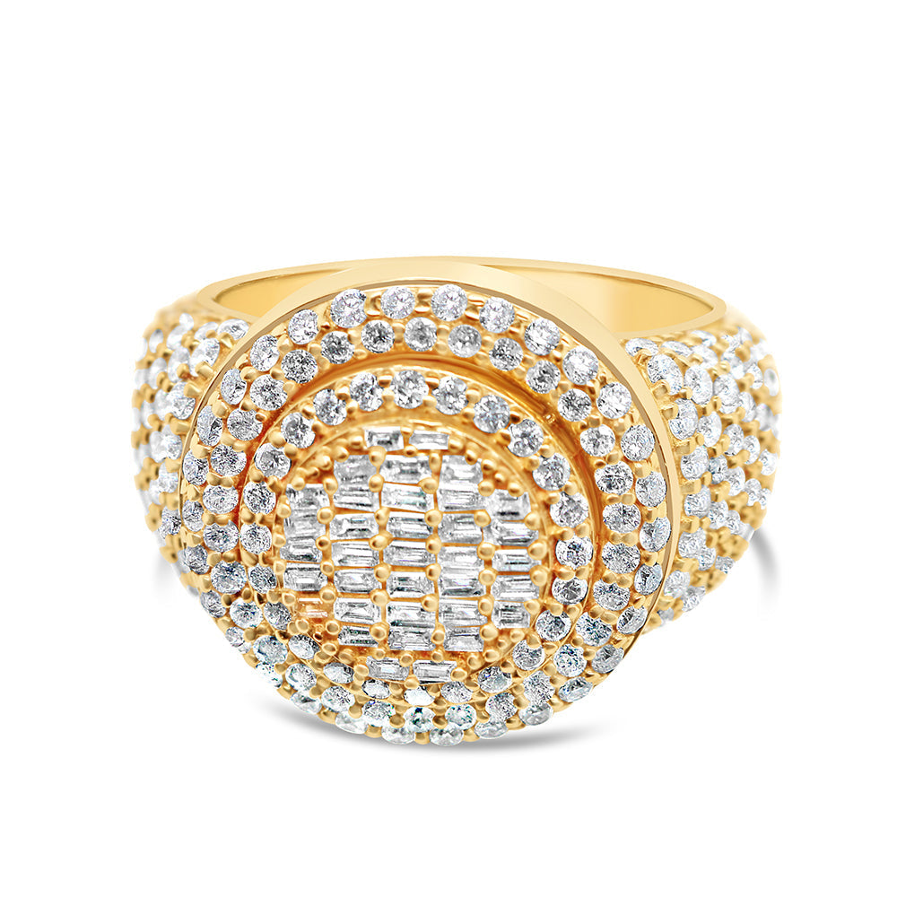Mens Gold Diamond Round Pinky Ring | 10K Yellow Gold | 3.50CTW