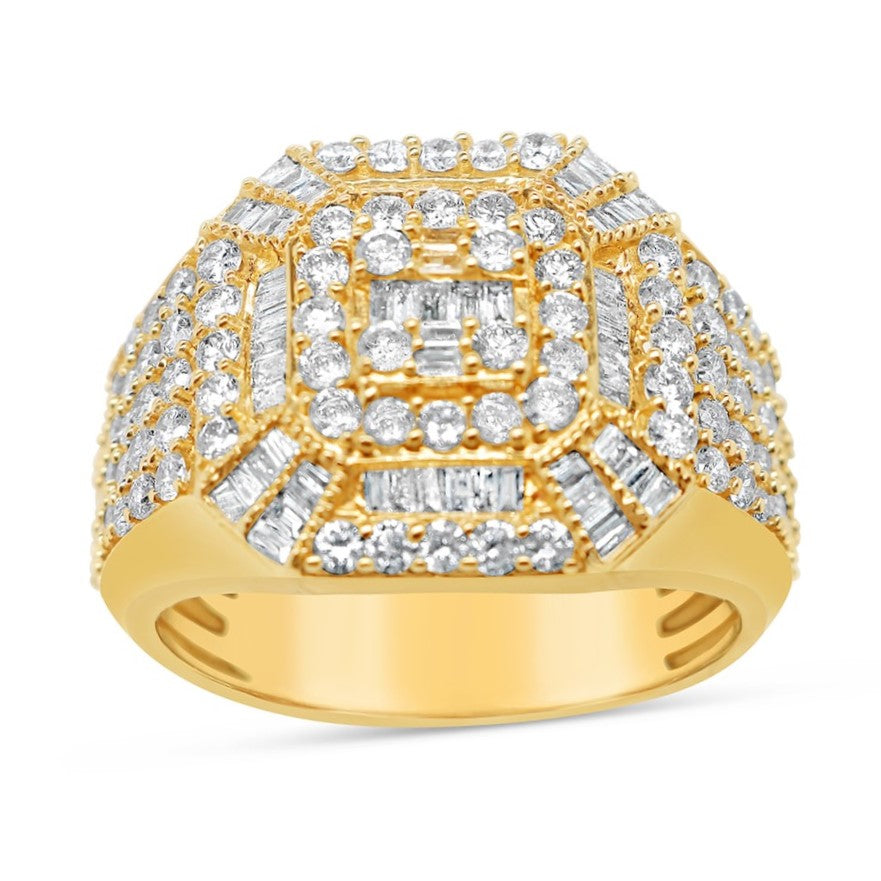 Mens Gold Diamond Pinky Ring | 14K Yellow Gold | 2.35CTW