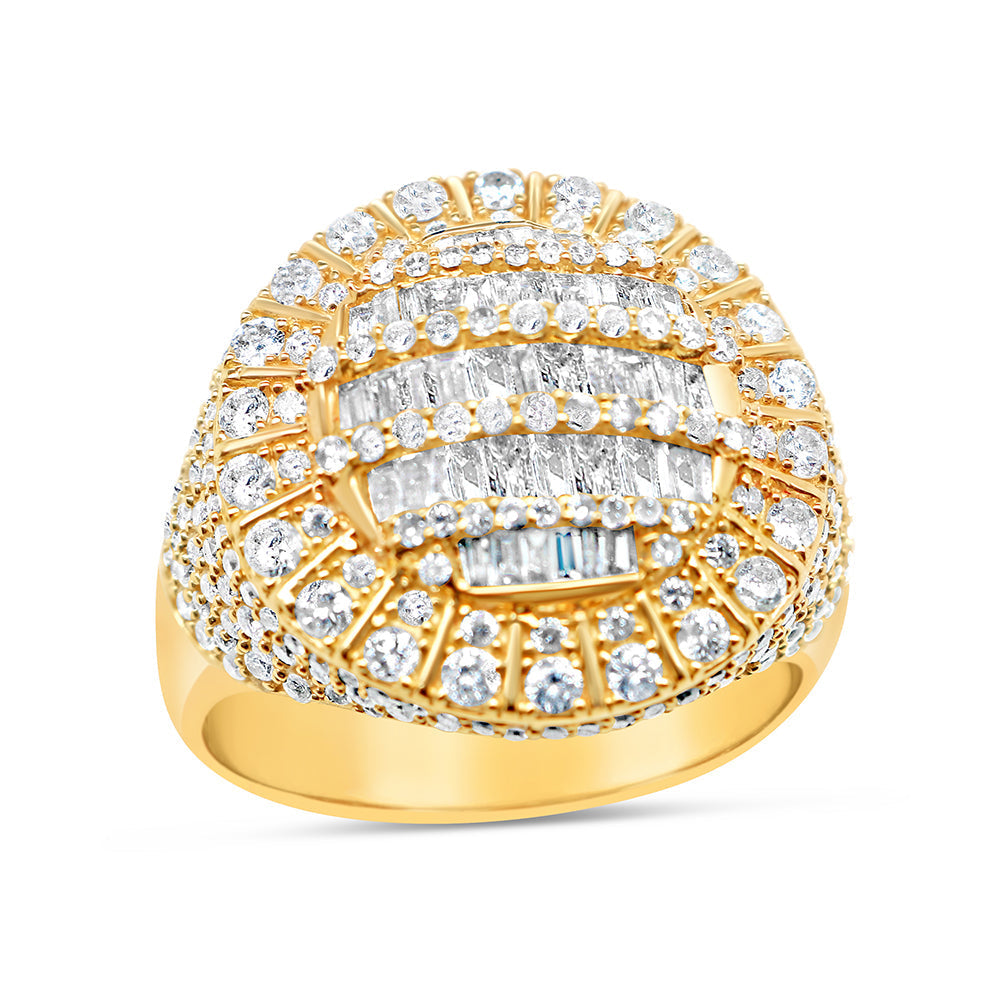 Mens Gold Diamond Risen Round Pinky Ring | 14K Yellow Gold | 2.54CTW