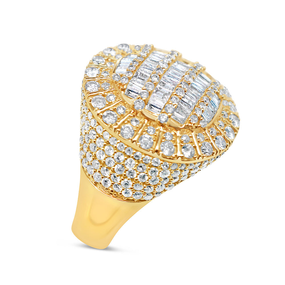 Mens Gold Diamond Risen Round Pinky Ring | 14K Yellow Gold | 2.54CTW