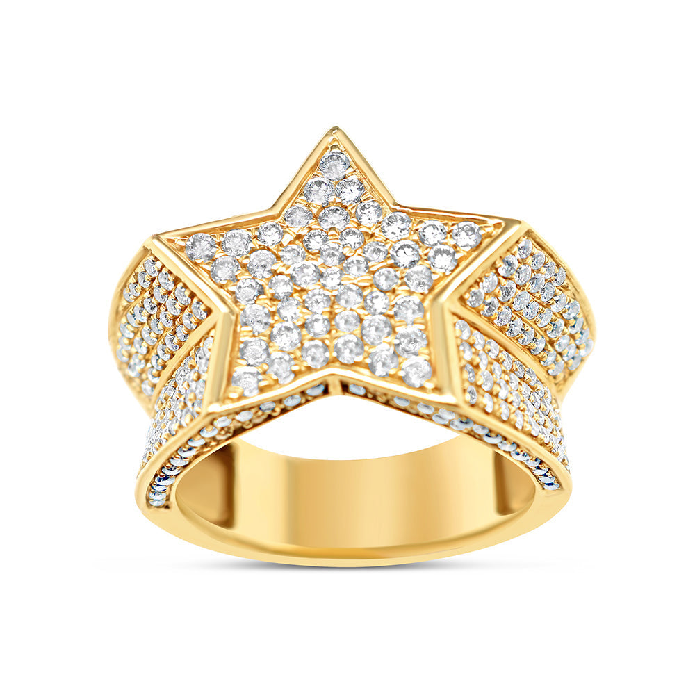 Mens Gold Diamond Star Pinky Ring | 14K Yellow Gold | 2.42CTW