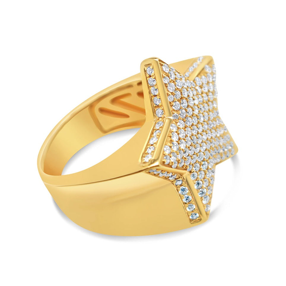 Mens Gold Diamond Star Pinky Ring | 14K Yellow Gold | 1.51CTW