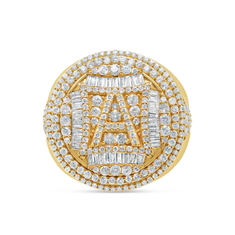 Mens Gold Round and Baguette Diamond 