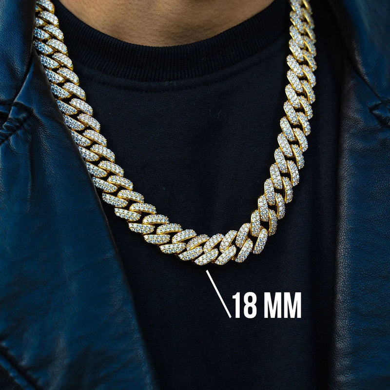Gold Plated Mens Chain Iced Out Miami Cuban Link