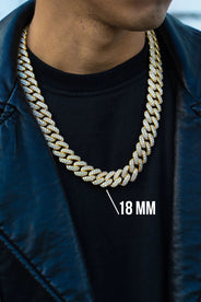 Gold Plated Mens Chain Iced Out Miami Cuban Link