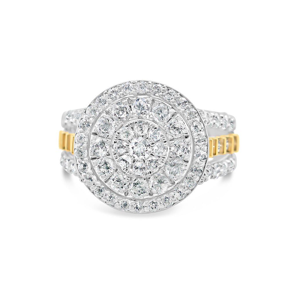 Gold Diamond Big Round Engagement Ring | 10K | 2.00 CTW