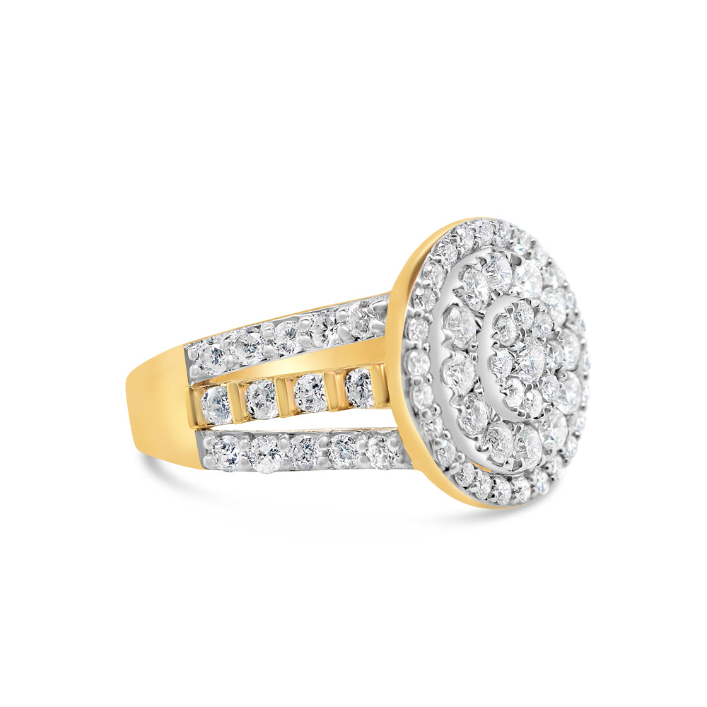 Gold Diamond Big Round Engagement Ring | 10K | 2.00 CTW