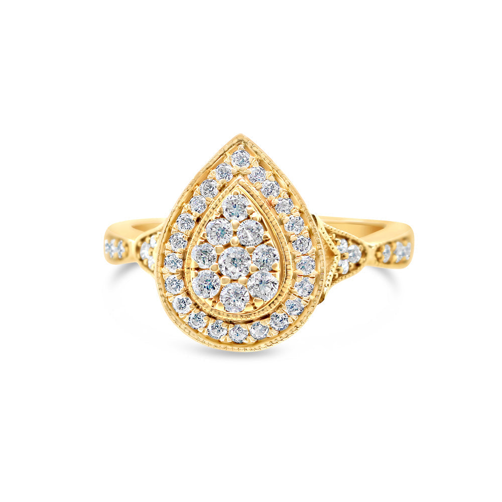 Gold Diamond Tear Drop/Pear Engagement Ring | 10K Yellow Gold | 0.51 CTW