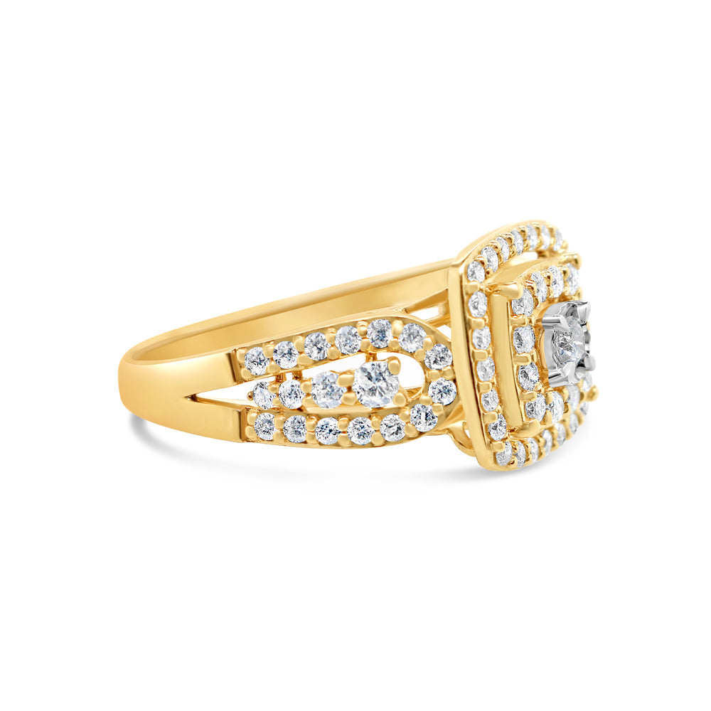 Gold Diamond Square Engagement Ring | 10K | 1.00 CTW