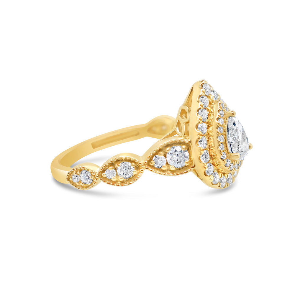 Gold Diamond Tear Drop/Pear Engagement Ring | 10K Yellow Gold | 0.51 CTW