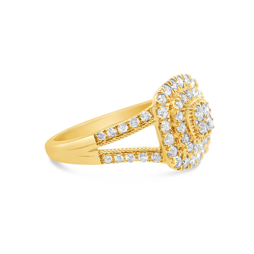 Gold Diamond Layered Square Engagement Ring | 10K | 1.3 CTW