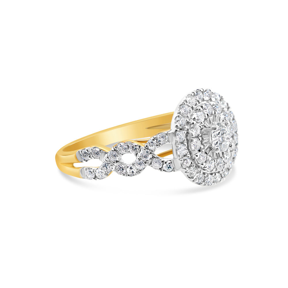 Gold Diamond Round Engagement Ring | 10K | 0.99 CTW