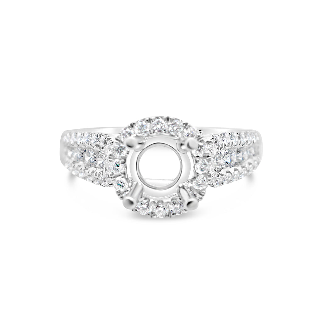 Gold Diamond | Semi Mount -Fits 2.5CT Stone | Engagement Ring | 18K | 0.80 CTW