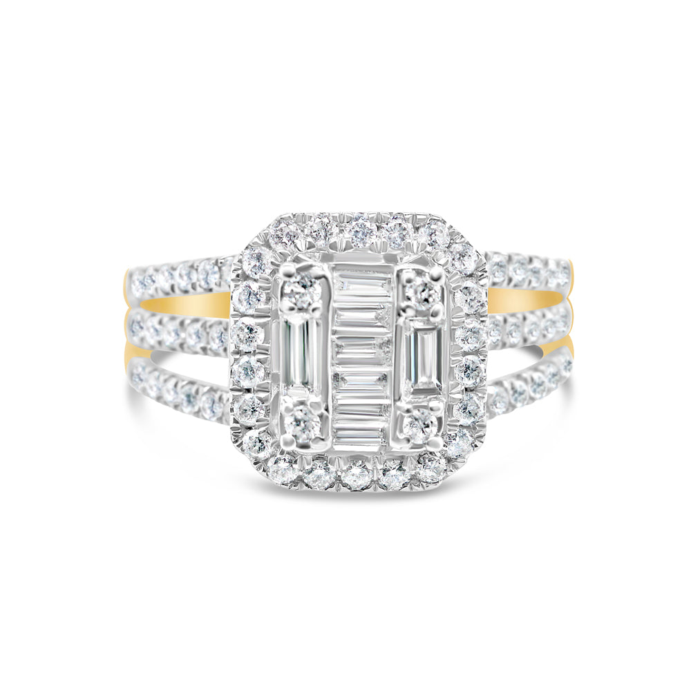 Gold Diamond Square Engagement Ring | 10K | 0.98 CTW