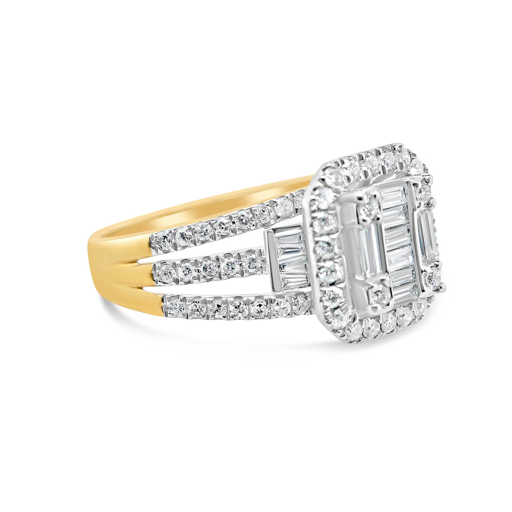 Gold Diamond Square Engagement Ring | 10K | 0.98 CTW