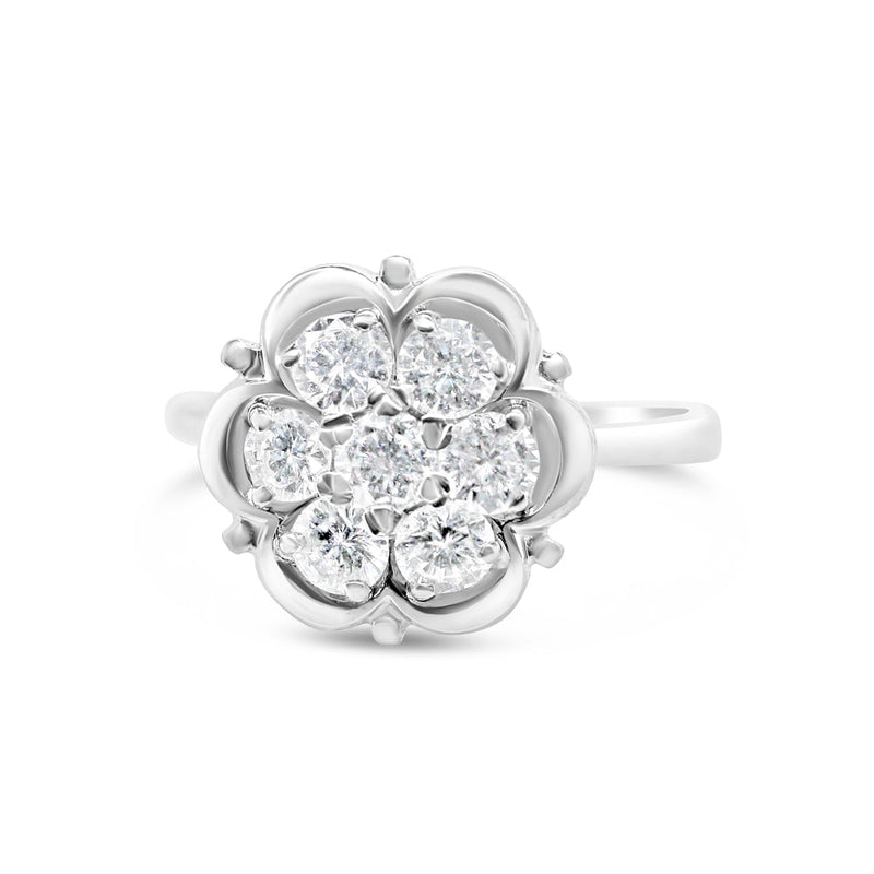 Gold Diamond Flower Engagement Ring | 14K | 1.5 CTW