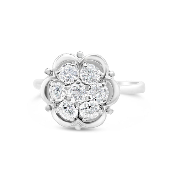Gold Diamond Flower Engagement Ring | 14K | 1.5 CTW
