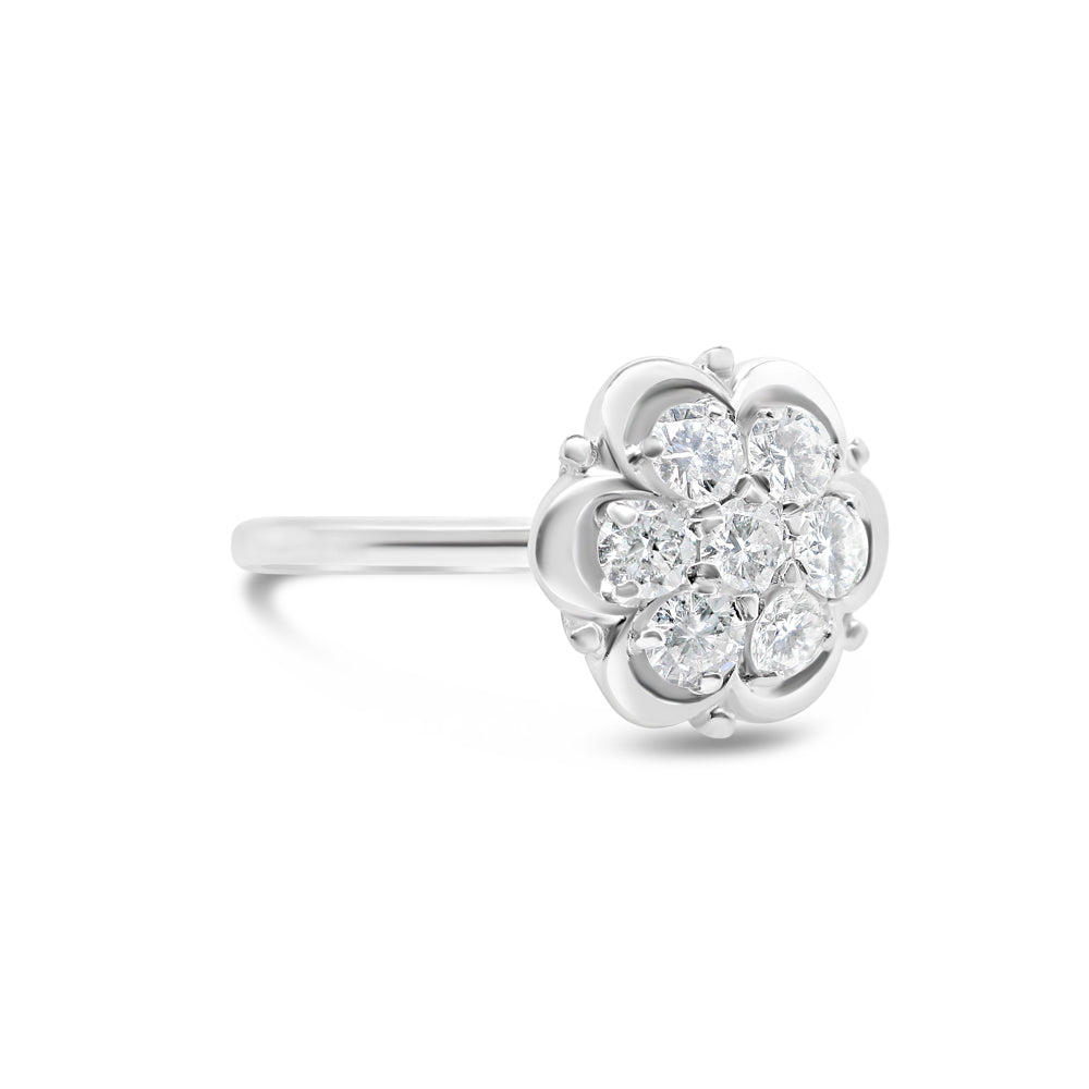Gold Diamond Flower Engagement Ring | 14K | 1.5 CTW