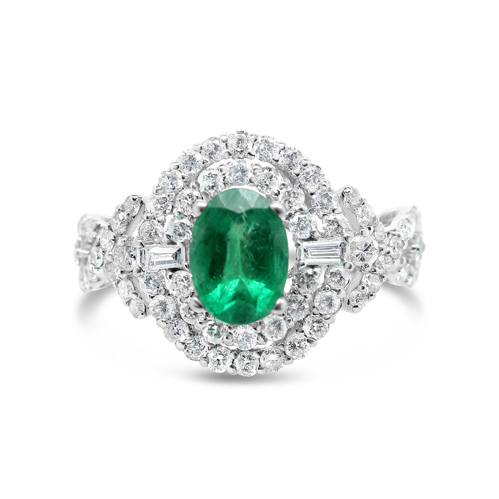 Emerald - Gold Diamond Round Engagement Ring | 18K | 0.30 CTW