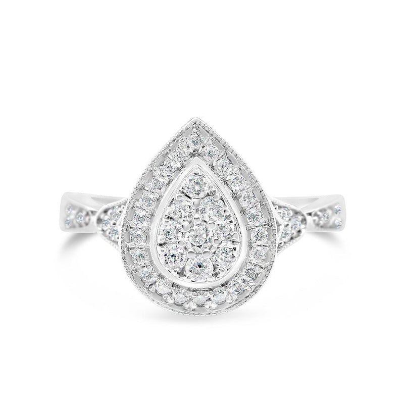 Gold Diamond Tear Drop/Pear Engagement Ring | 10K Yellow Gold | 0.51 CTW