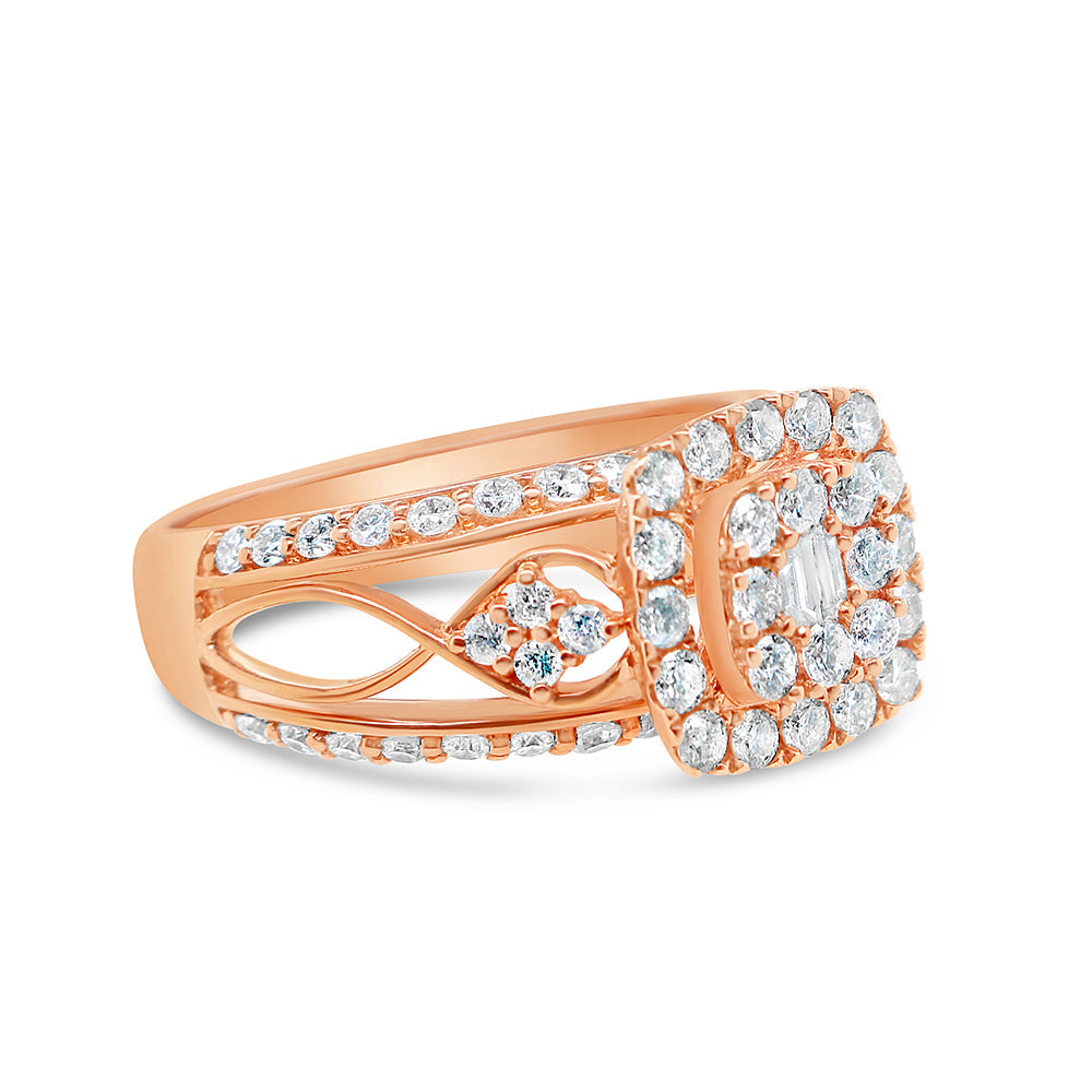 Gold Diamond Square Engagement Ring | 10K | 1.2 CTW