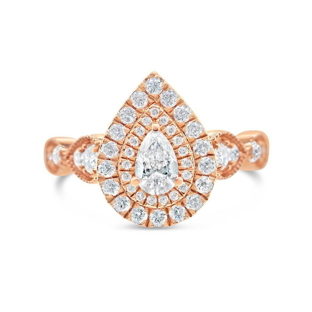Gold Diamond Tear Drop/Pear Engagement Ring | 14K | 0.98 CTW