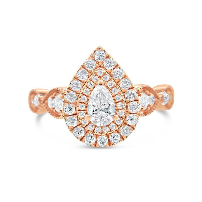 Gold Diamond Tear Drop/Pear Engagement Ring | 10K Yellow Gold | 0.51 CTW