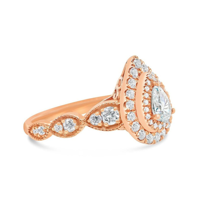 Gold Diamond Tear Drop/Pear Engagement Ring | 10K Yellow Gold | 0.51 CTW