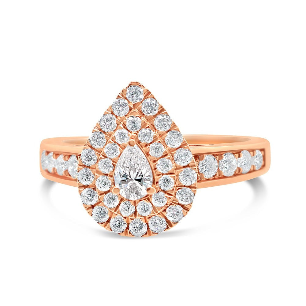 Gold Diamond Tear Drop/Pear Engagement Ring | 14K | 0.87 CTW