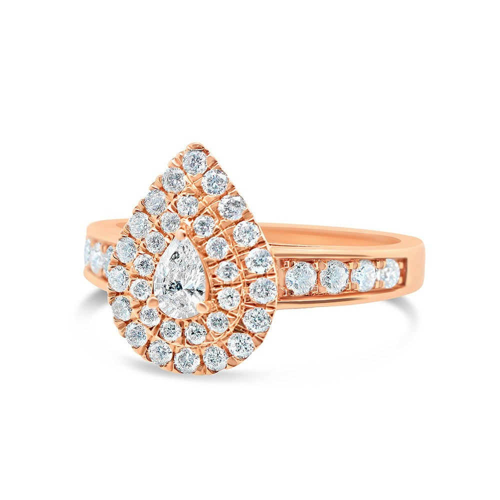 Gold Diamond Tear Drop/Pear Engagement Ring | 14K | 0.87 CTW