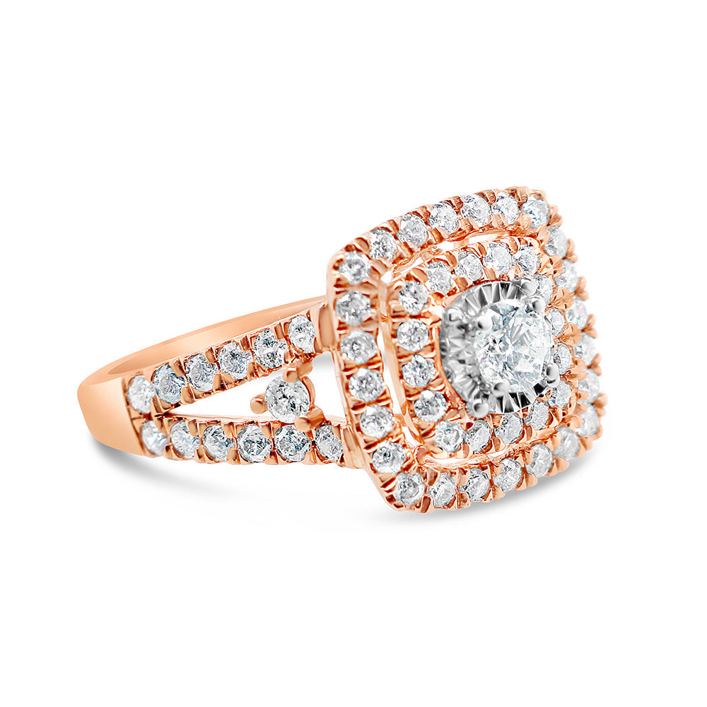 Gold Diamond Square Engagement Ring | 10K | 0.99 CTW