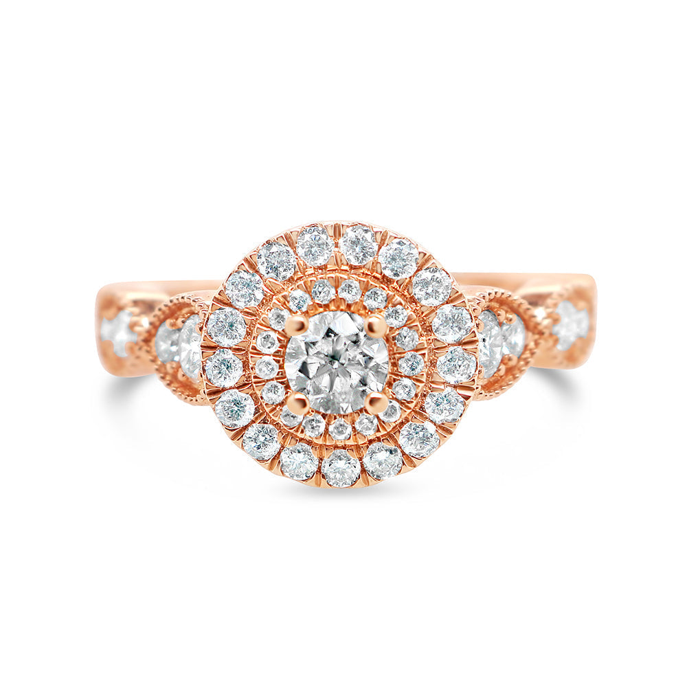 Gold Diamond Round Engagement Ring | 14K | 0.84 CTW