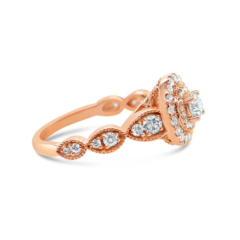 Gold Diamond Round Engagement Ring | 14K | 0.84 CTW