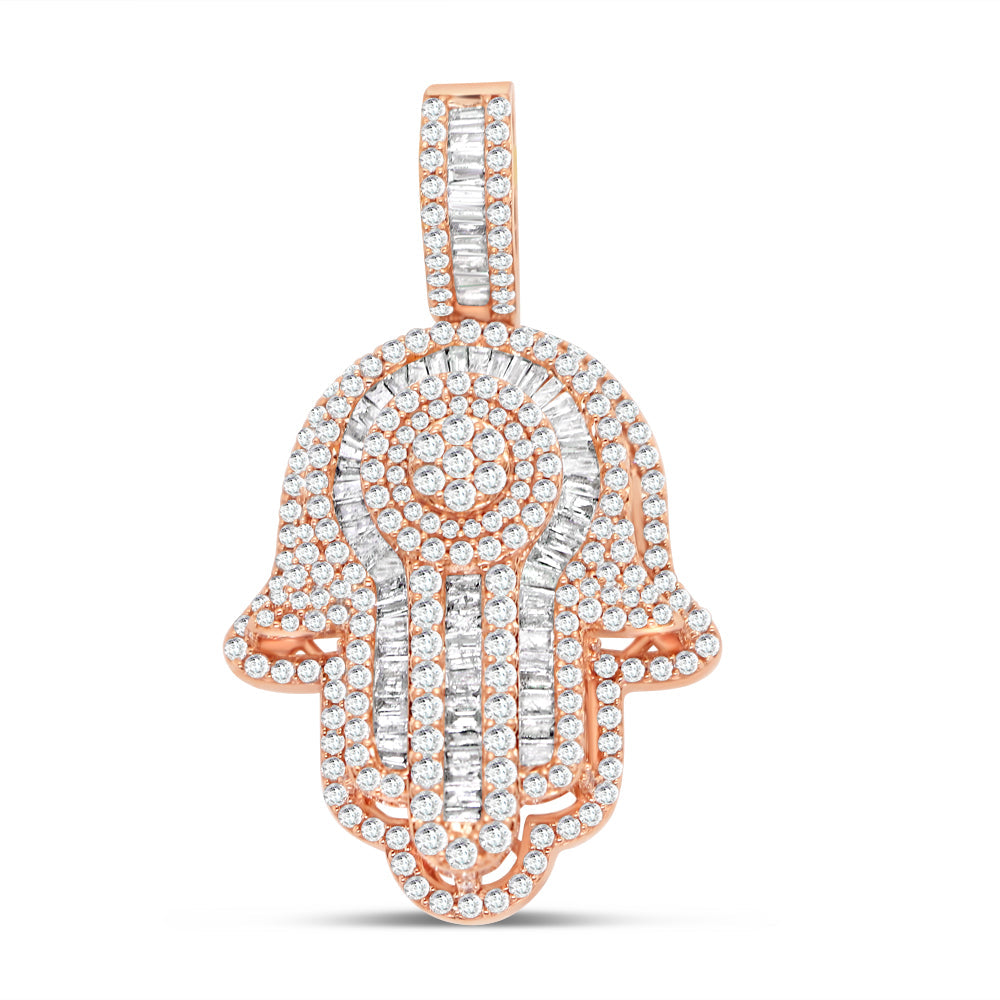 3D Hamsa  - Rose Gold Diamond Pendant | 2.36CTW | 14K