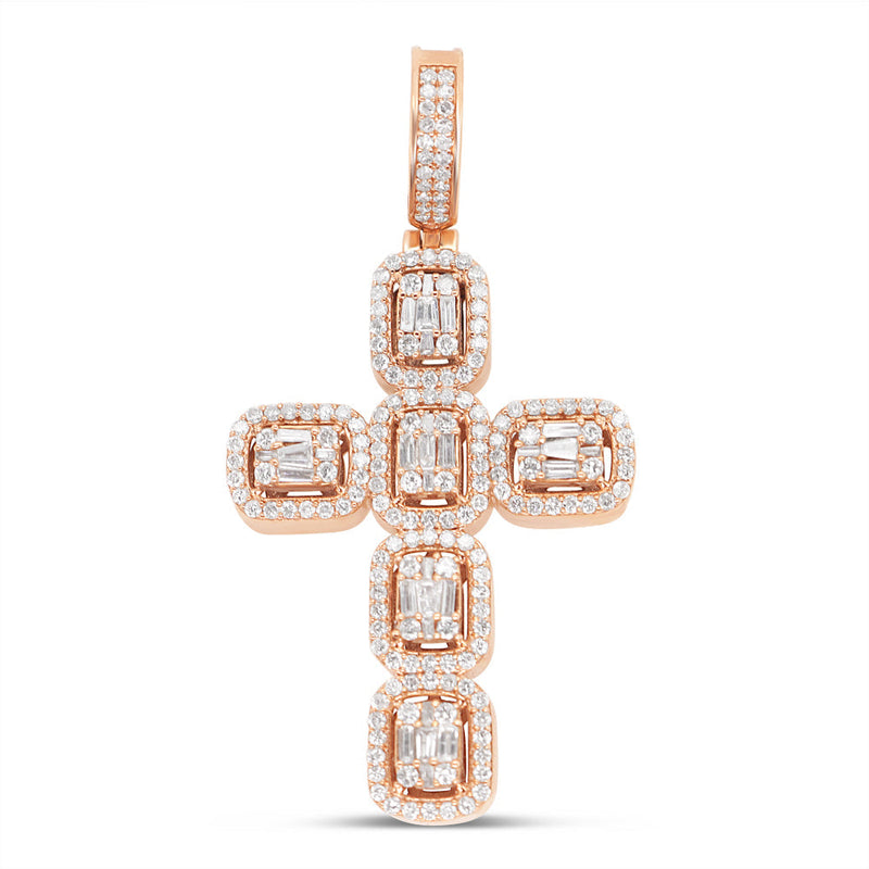 Cross - Solid Rose Gold Diamond Pendant | 1.72 CTW | 14K