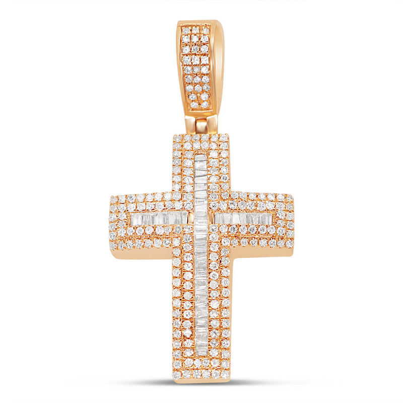 Cross - Solid Rose Gold Diamond Pendant | 0.96 CTW | 14K