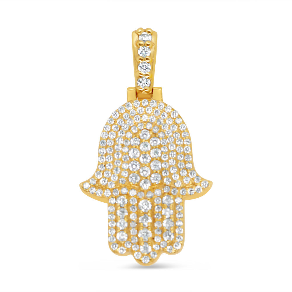 Hamsa - Solid Yellow Gold Diamond Pendant | 1.0CTW | 14K