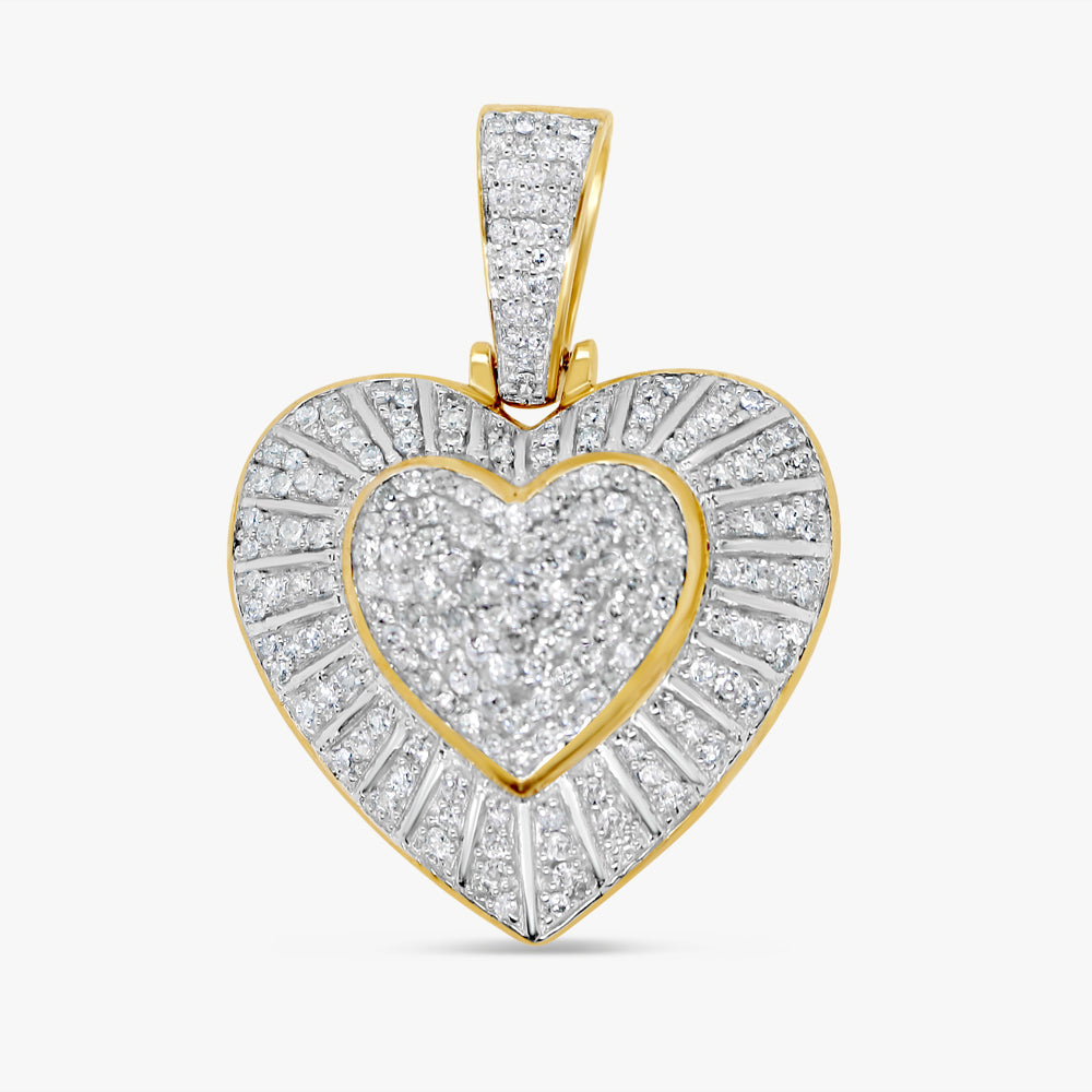 3D Heart - Yellow Gold Diamond Pendant | 1.25CTW | 10K