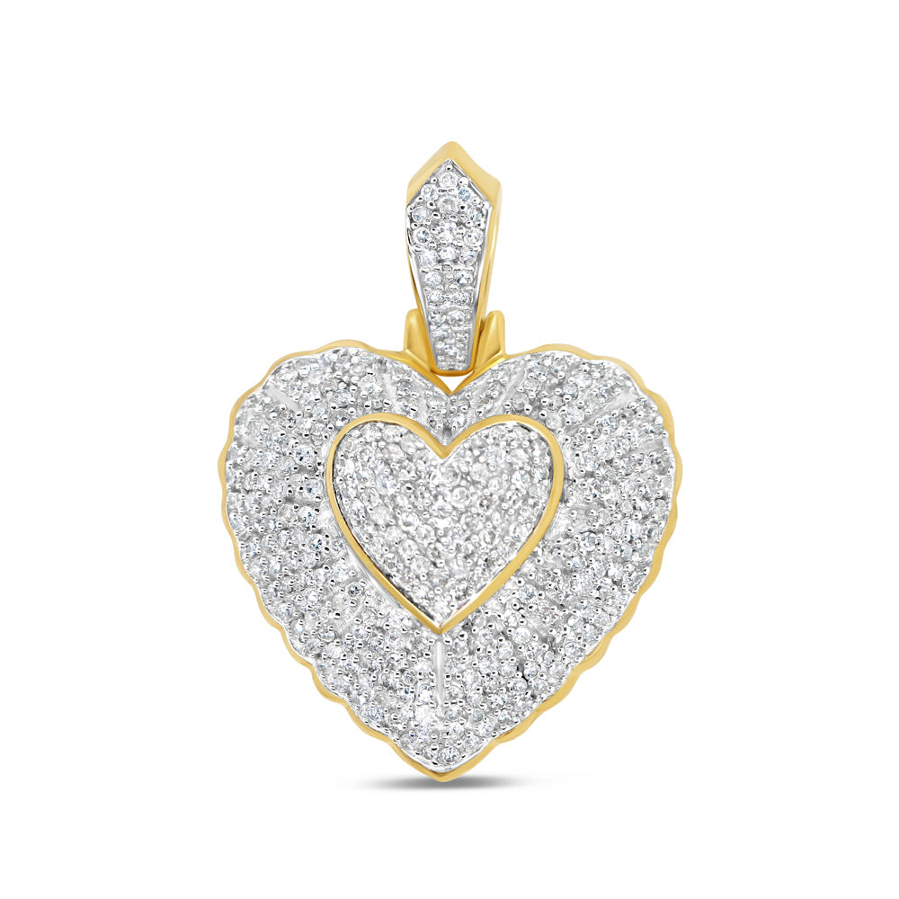 Double Golden Heart - Yellow Gold Diamond Pendant | 1.25CTW | 10K