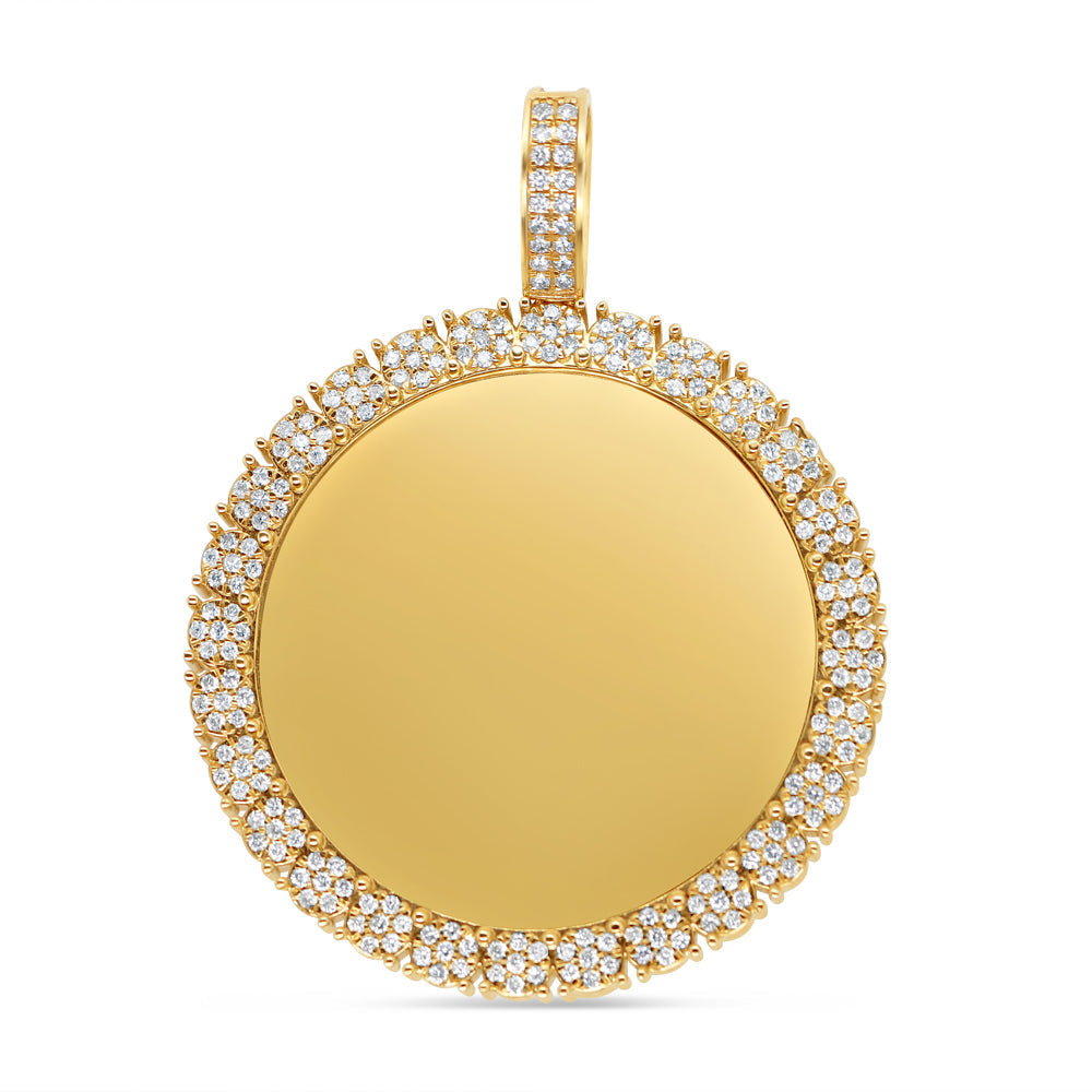 Standard Round Picture Pendant - Flower Diamonds | Diamond Yellow Gold | 1.67CTW | 14K
