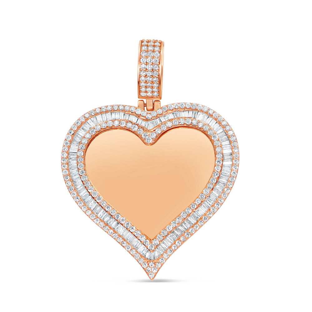 Heart Picture Pendant | Baguette Diamonds Solid Rose Gold | 2.28CTW | 14K