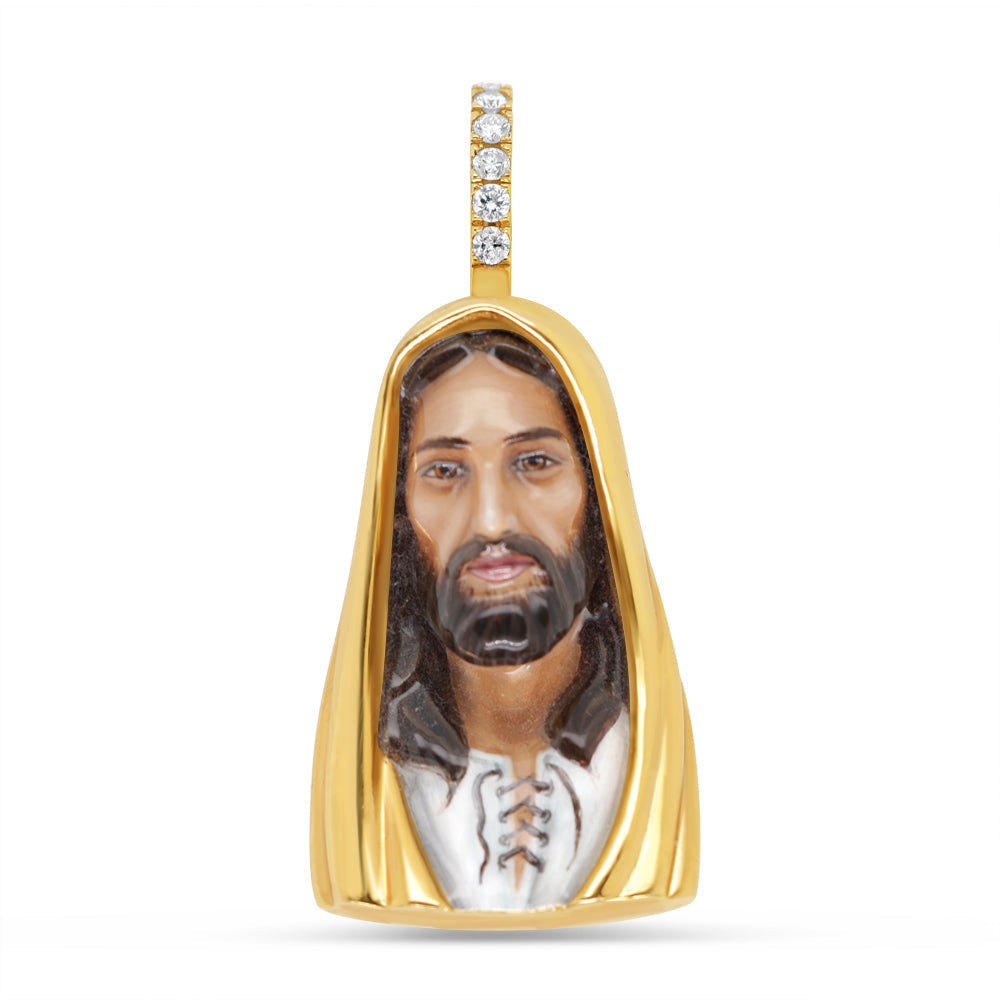 Jesus - Solid Yellow Gold Diamond Pendant | 0.55CTW | 14K