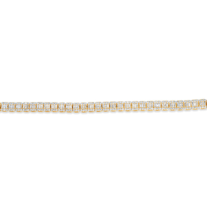 14K Yellow Gold 4.69CT Baguette and Round Diamond Bracelet