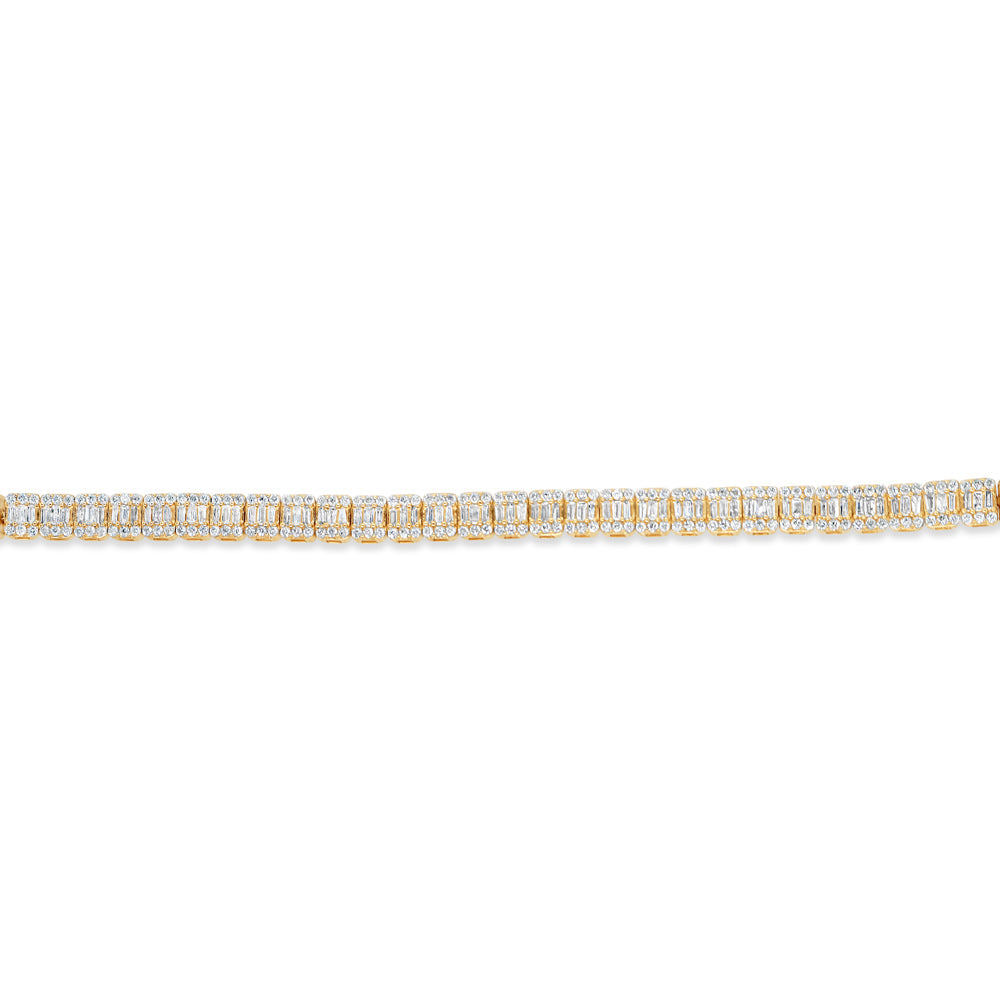 14K Yellow Gold 4.69CT Baguette and Round Diamond Bracelet