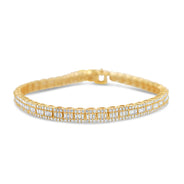 14K Yellow Gold 4.69CT Baguette and Round Diamond Bracelet