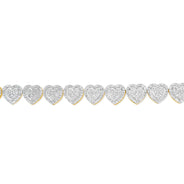 14K Yellow Gold 3.37CT Diamond - 3D Heart Bracelet