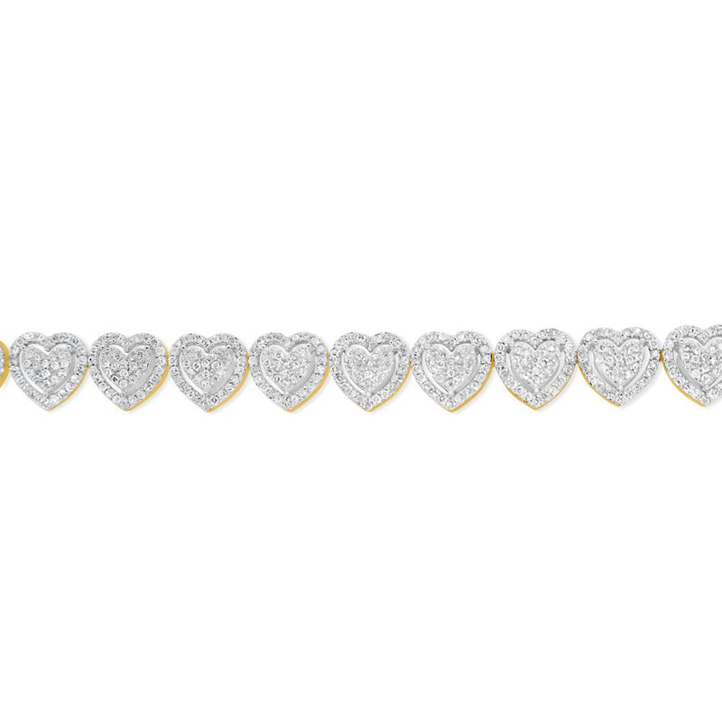 14K Yellow Gold 3.37CT Diamond - 3D Heart Bracelet
