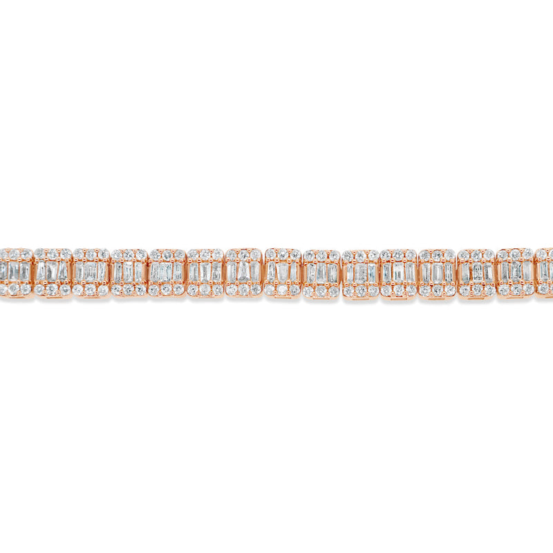 14K Yellow Gold 4.69CT Baguette and Round Diamond Bracelet